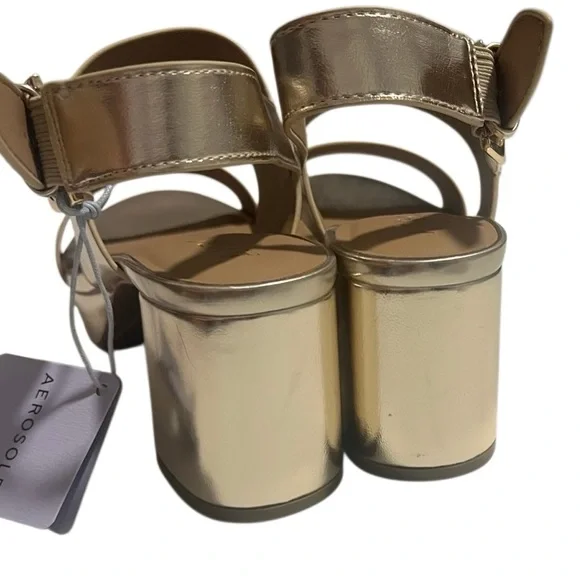 Aerosoles Camilia Gold Metallic Straps Buckle Platform Sandals Size 7 NWOB - Picture 6 of 9